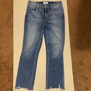 PAIGE Distressed Blue Straight Leg Jeans
